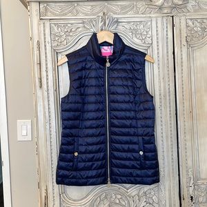 Lilly Pulitzer NWOT Elyn Puffer Vest True Navy Size S Style#000052 MSRP$178